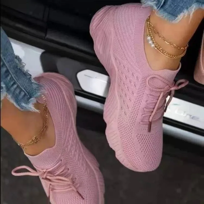 Women's Casual Knit Sneakers B - đánh giá và giá Knit Fabric Lace Up Sneakers