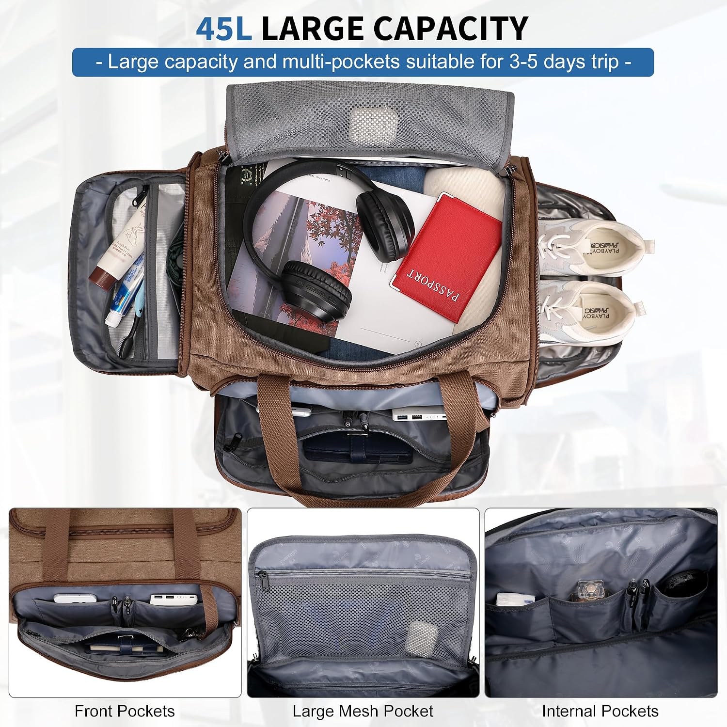 Canvas Duffle Bag for Men 3 in - đánh giá và giá Men'S Shoes