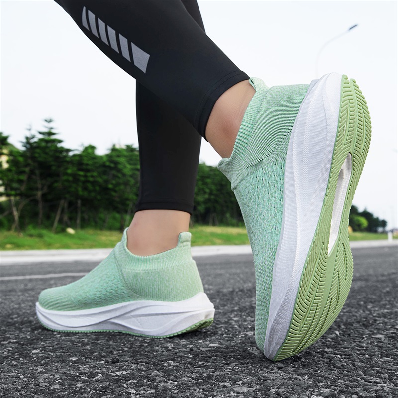 Unisex Slip on Sock Running Sh - đánh giá và giá Knit Fabric Lace Up Sneakers